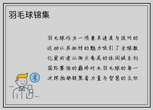 羽毛球锦集